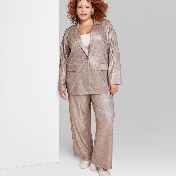 Women's Oversized Glitter Blazer - Wild Fable Copper XXL - Picture 1 of 2